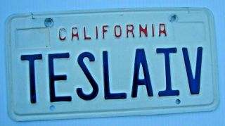 Fremont California Vanity License Plate " Tesla Iv " Tesla 4 Elon Musk Electric