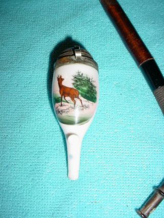 Vintage Ceramic Porcelain Pipe Bowl with Deer in Woods Design 2
