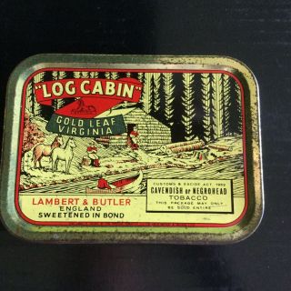 " Log Cabin " Tobacco Tin (canoe Edition)