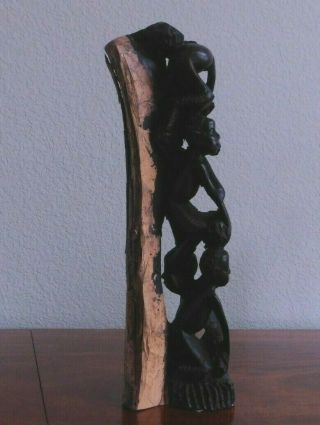 African Tree Of Life Wood Carving 13.  5 " Tall Makonde Styletree Of Life Sculpture