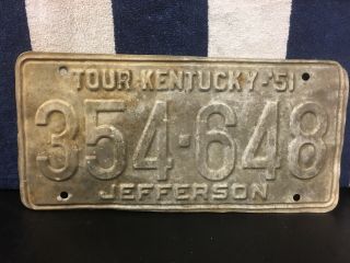 Vintage 1951 Kentucky License Plate