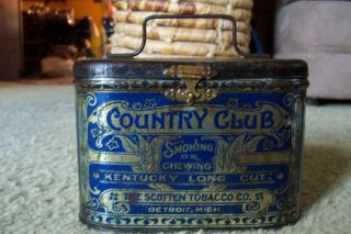 Rare County Club Antique Tobacco Tin Lunchbox