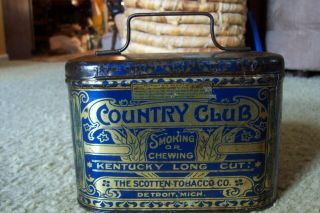 Rare County Club Antique Tobacco Tin Lunchbox 2