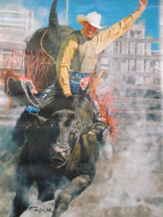 Dodge Rodeo Bull Rider Poster,  By Charles Schridde,  Print