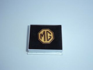 Vintage Mg Car Enamel Brown Enamel & Gold Tone Tack Pin Badge Estate Find