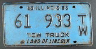 Illinois 1985 Tow Truck Old License Plate Garage Vintage Classic Car Tags Man