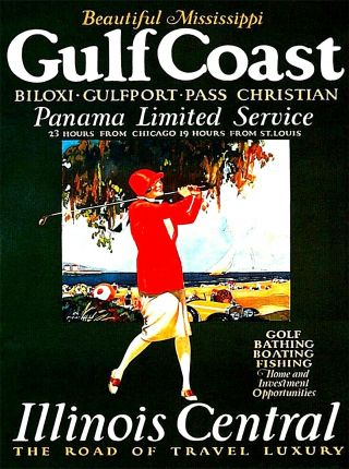 Mississippi Gulf Coast Illinois Vintage Travel Art Poster Print