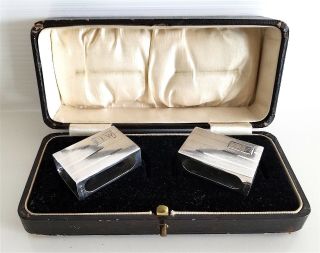 Vintage Sterling Silver Match Box Covers - Leather Covered Box