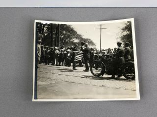 Vintage 1930s - 40s Indian Motorcycle W/ Police & President Photograph Old Mc Club