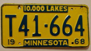 Minnesota License Plate 1968 Debossed Farm Truck Yom Eligible