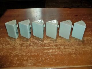 Vintage Spice Rack Jar Set - - 6 Butterflies Blue Flowers Curved Design 8