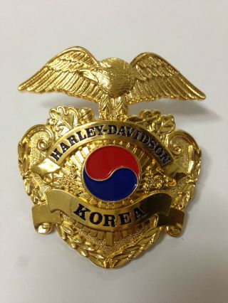 Rare Harley - Davidson Korea Society Club Pin Badge Insignia Eagle Motorcycles Hat
