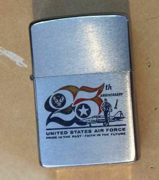 1972 Zippo Lighter 25th Anniversary Of The United States Air Force Pre - Owned