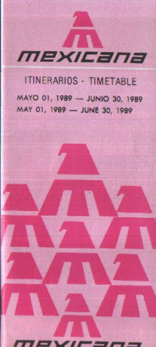 Mexicana Timetable May - June 1989