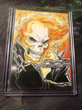 Marvel Masterpieces 2018 Ghost Rider Sketch Card James Rodriguez Colorful