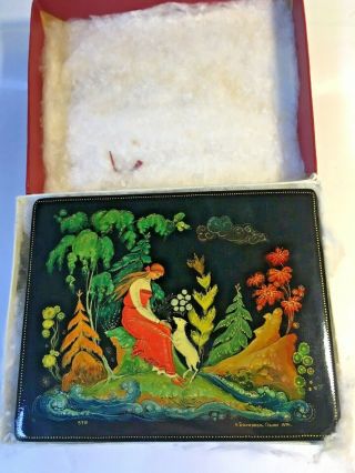 Vintage Soviet USSR 1970s Russian lacquer box Hand Painted box papers 2