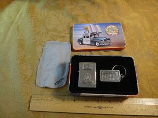 Vintage Zippo Lighter & Keychain In Tin Limited Edition Chrysler - S&h Usa