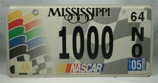 2005 Mississippi Specialty Passenger License Plate - Nascar - 1000