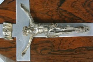 Antique French Palisander Wood Wall Holy Water Font Crucifix Jesus Christ 3