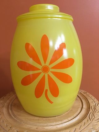 Bartlett Collins Yellow Orange Daisy Flower Glass Cookie Jar Gay Fad