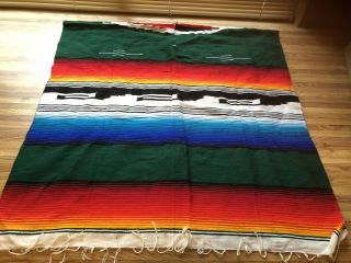 Vintage Mexican Saltillo Serape Blanket Poncho 36 " X 74 " Native Southwest Euc