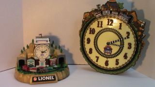 2x Lionel 100th Anniversary Animated Train Wall And Lionelville Desk Clocks Set