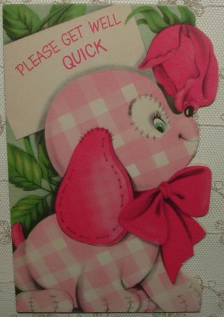 Pink Gingham Toy Dog,  Rose - 1950 
