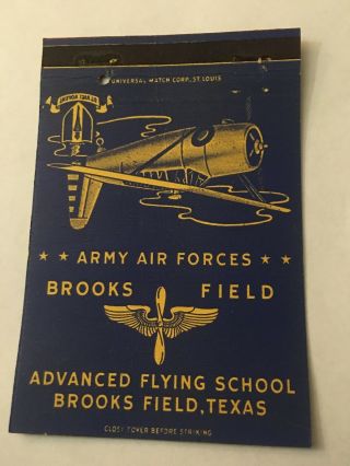 Vintage Matchbook Cover Matchcover Army Air Forces Flying School Brooks Field Tx