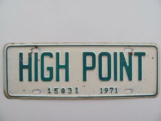 1971 High Point North Carolina Nc License Plate Topper - 15031 Vintage,  Gc,  Rare