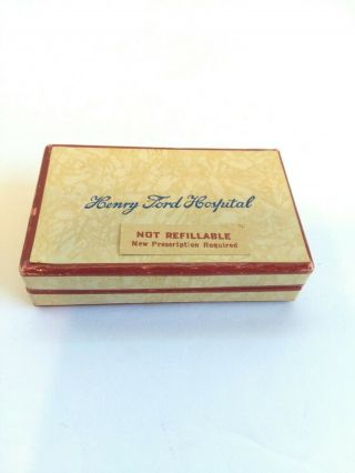 Vintage 1950 Henry Ford Hospital Prescription Medicine Small Pill Box