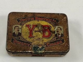 Vintage Y - B Yocum Brothers Cigars Reading,  Pa.  Tobacco Advertising Tin Box