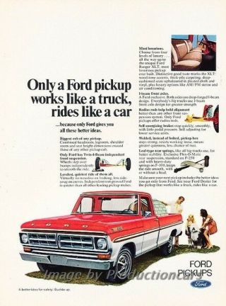 1971 Ford F - 100 Pickup Truck Advertisement Print Art Car Ad J809