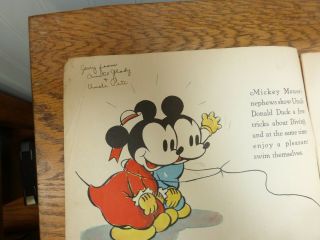 1935 Walt Disney ' s Donald Duck Mickey Mouse linen story book Whitman Pub 4