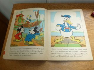 1935 Walt Disney ' s Donald Duck Mickey Mouse linen story book Whitman Pub 6
