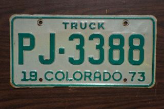 1973 Colorado Truck License Plate Pj 3388