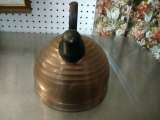 Vintage Bakelite Chick Bird Whistle On Revere Ware Beehive Copper Kettle Teapot 3