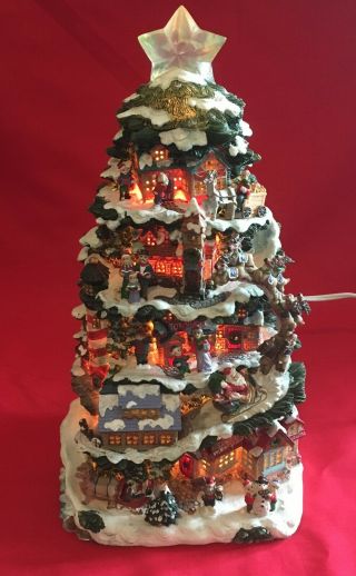 12” Lighted Christmas Tree Village Trim A Home With Box Cute