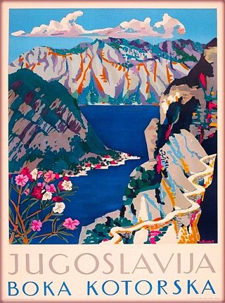 Boka Kotorska Jugoslav Yugoslavia Yugoslavian Croatia Vintage Travel Art Poster