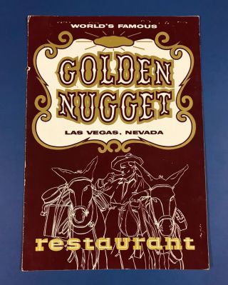Vintage ‘50s - ‘60s Golden Nugget Casino Restaurant Menu Las Vegas Nevada