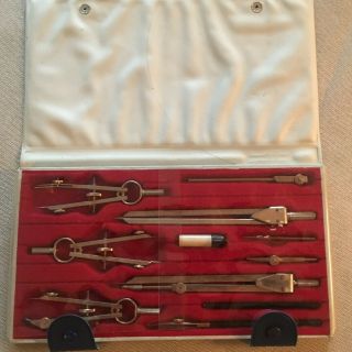 Vintage Tacro 2130 Compass Complete Set Germany Precision Drawing Drafting Tool