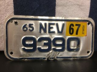Vintage 1965 Nevada Motorcycle License Plate