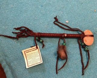 Miniature Tomahawk Navajo Native American 6 " By Nora Stone Head Leather,  Feather
