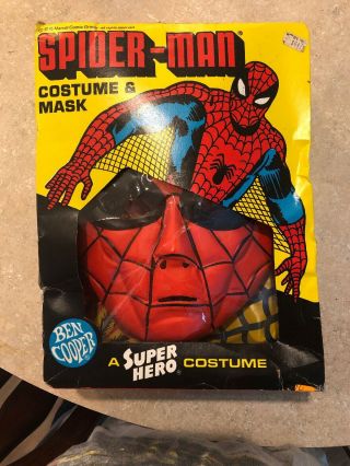 Vintage 1976 Ben Cooper Spider - Man Costume And Mask Marvel Avengers Hero