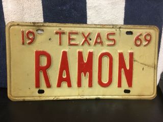 Vintage 1969 Texas Vanity License Plate (ramon)