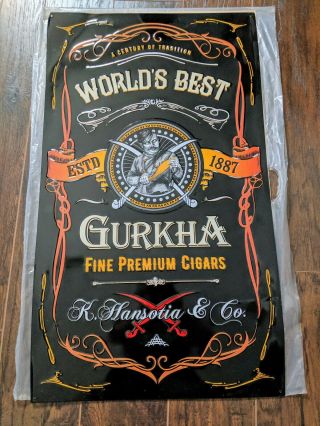 Gurkha Worlds Best Cigar Tobacco Tin Metal Sign K.  Hansotia & Co Large