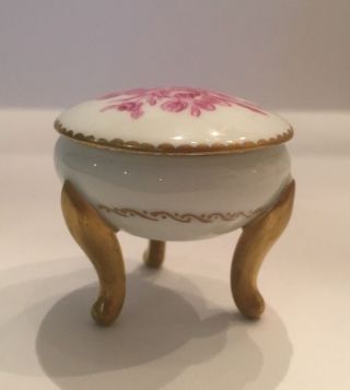 Vintage Fine Porcelain China Hand Painted Mini Trinket Box Signed C Lark 1977