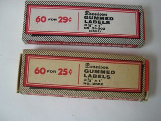 Vtg Dennison Gummed Labels No 2002 31 - 202 Retro Mcm White Red Box Paper Stickers