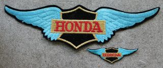 2 Vintage Honda Motorcycle Wings Patch Set Large 12 " & Small 3.  5 " Motorcycles
