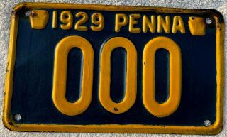 1929 Pennsylvania Sample License Plate 29 Pa Ooo