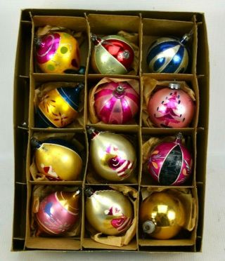 Vintage Shiny Brite Glass Christmas Ornaments Quantity Of 12 Santa Whimsical Usa